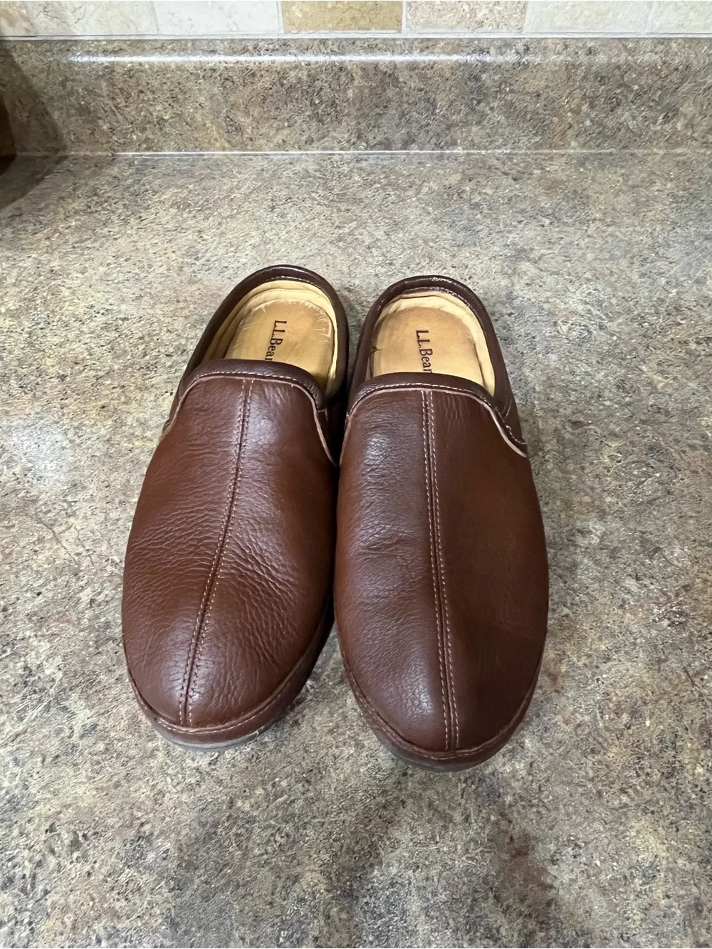 L.L.Bean Elkhide Leather Slipper Scuffs Men’s 10M Brown 272349 Slip On